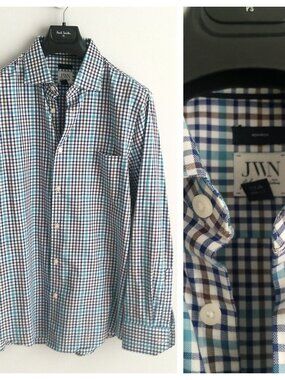 JWN JOHN W NORDSTROM NON-IRON MEN'S CHECK SHIRT